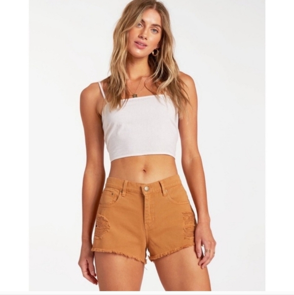 BILLABONG Driftaway Denim Shorts In Light Brown. Size 25 NWT - Picture 7 of 11